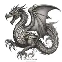 Design a tattoo of a Kurdish mythological creature, such as a dragon or phoenix tattoo design idea