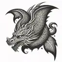 Design a tattoo of a Kurdish mythological creature, such as a dragon or phoenix tattoo design idea
