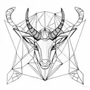 triangles and polygons creating a face of a capricorn with long horns and abstract background  tattoo design idea