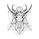 triangles and polygons creating a face of a capricorn with long horns and abstract background  tattoo design idea