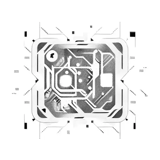 A futuristic computer chip merging with a mechanical keyboard tattoo design idea