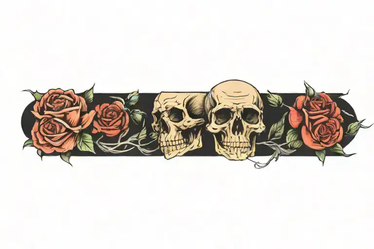 Skull and roses tattoo design idea