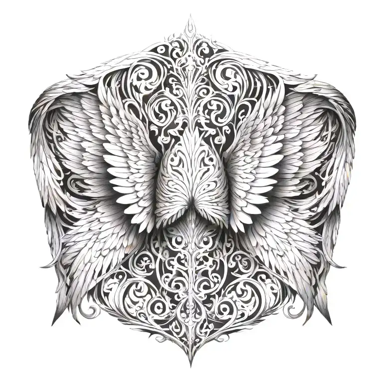 Wing covering whole back tattoo tattoo design idea