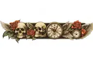 Skull, roses, clock, wings tattoo design idea