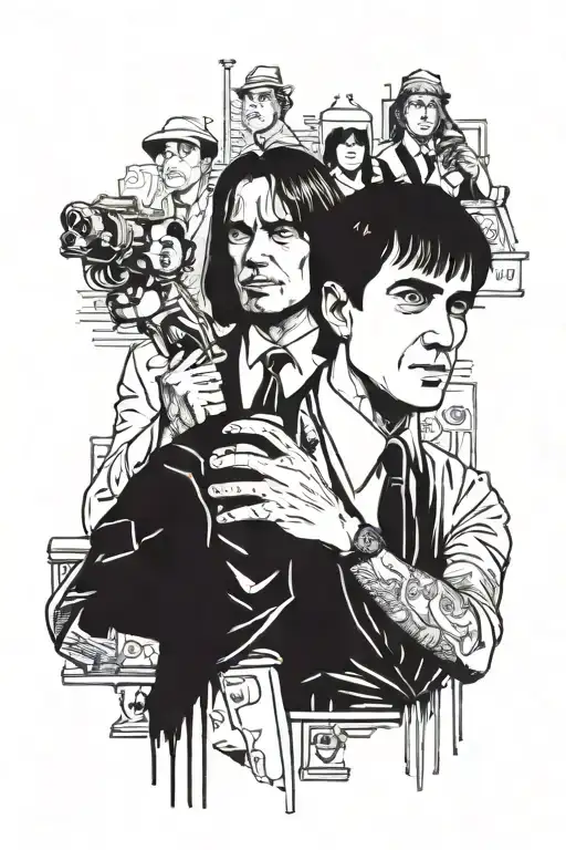 life with louie, forrest gump, pulp fiction, leon, addams family tattoo design idea