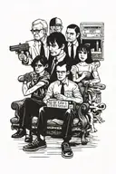 life with louie, forrest gump, pulp fiction, leon, addams family tattoo design idea