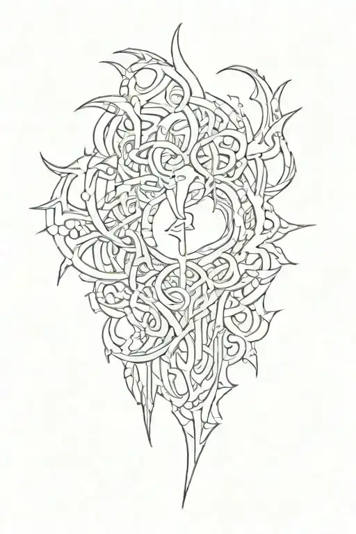 pattern black metal sharp tattoo design idea