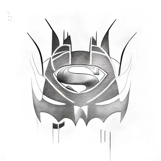 An abstract tattoo design incorporating Batman and superman tattoo design idea