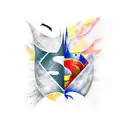 An abstract tattoo design incorporating Batman and superman tattoo design idea
