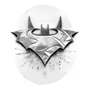 An abstract tattoo design incorporating Batman and superman tattoo design idea