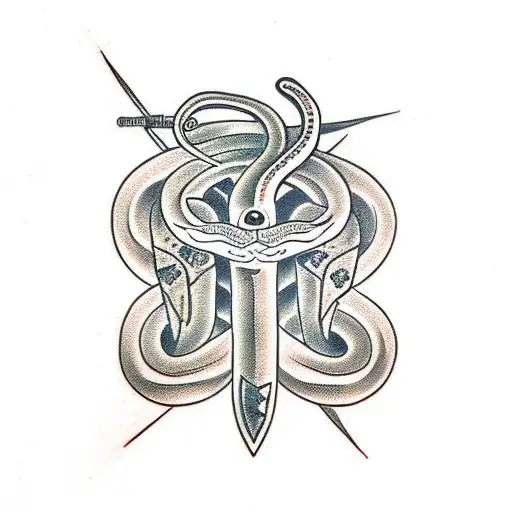 snake and dagger tattoo design idea