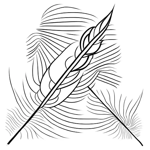 Simple line work of a Native American feather  tattoo design idea