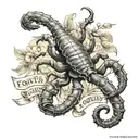 text : fortis fortuna adiuvat with scorpion tattoo design idea