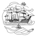 ship reversed  tattoo design idea