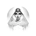the name Victoria with the names Dafydd and Adrian brancing off it, ukrainian style tattoo design idea
