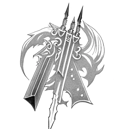 Final Fantasy 7 Buster Sword in the ground tattoo design idea