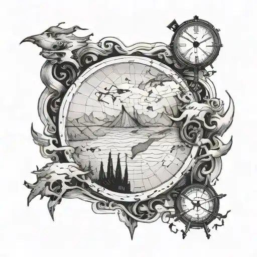 map to find his way back to me tattoo design idea