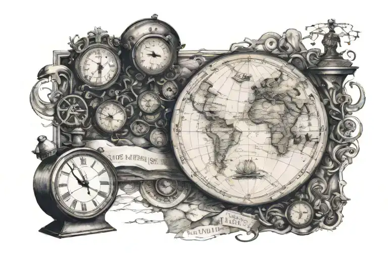 map to find his way back to me through time waits tattoo design idea