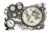 map to find his way back to me through time waits tattoo design idea