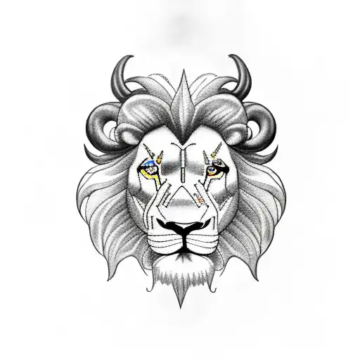 ram and lion tattoo design idea