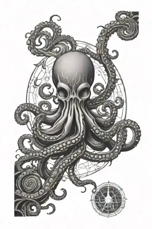 illuminati octopus life circle sleeve tattoo design idea