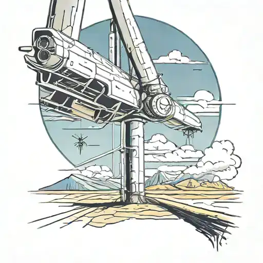 wind turbine blade being worked on from the distance  tattoo design idea