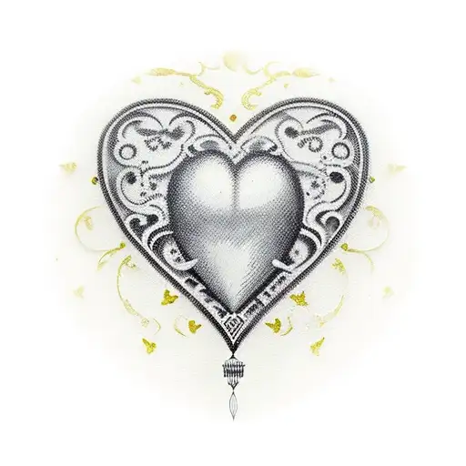 portuguese heart viana with ornament tattoo design idea