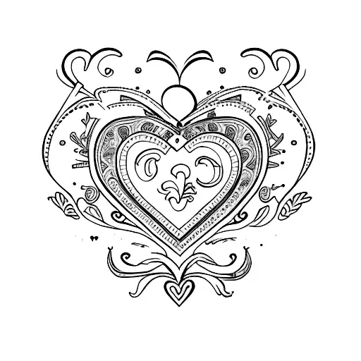 portuguese heart viana with ornament tattoo design idea