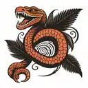 king cobra with feathers falling tattoo design idea