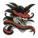 king cobra with feathers falling tattoo design idea