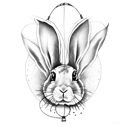 Bunny with butterfly balloon tattoo design idea