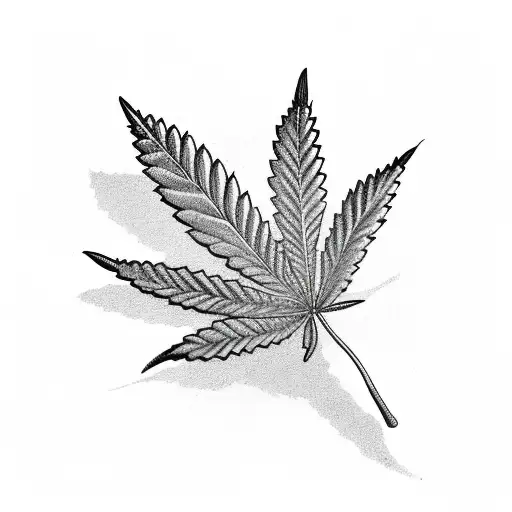 a marijuana leaf with legs, arms and face that walks and lights a cigar tattoo design idea