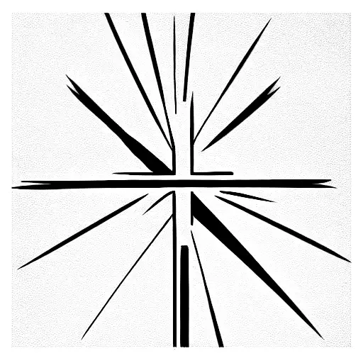 Christian Cross, with beautiful flowers. clean line work tattoo design idea