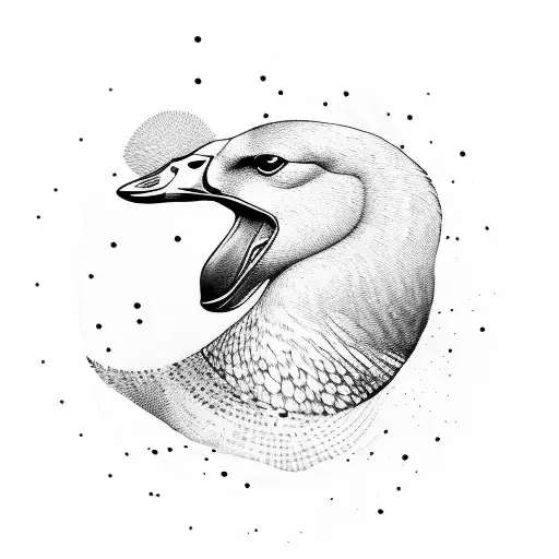 simple goose outline incorporating paw prints  tattoo design idea