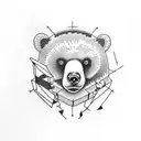 A bear clumsily reaching up towards a bee hive tattoo design idea