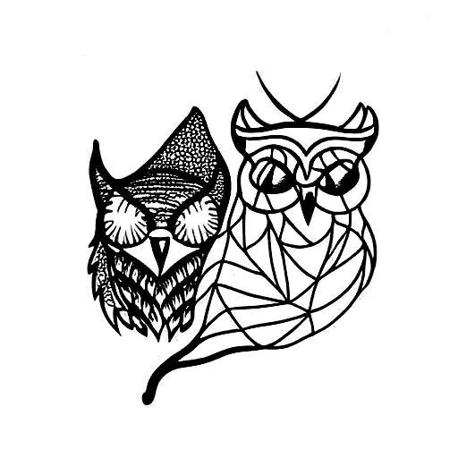 owl and wolf  tattoo design idea