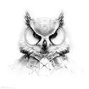 owl and wolf  tattoo design idea