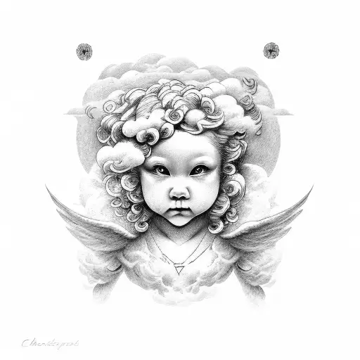 Cherub on top of the cloud tattoo design idea