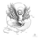 Cherub lying on a cloud tattoo design idea