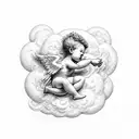 Cherub lying on a cloud tattoo design idea