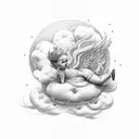 Cherub lying on a cloud tattoo design idea