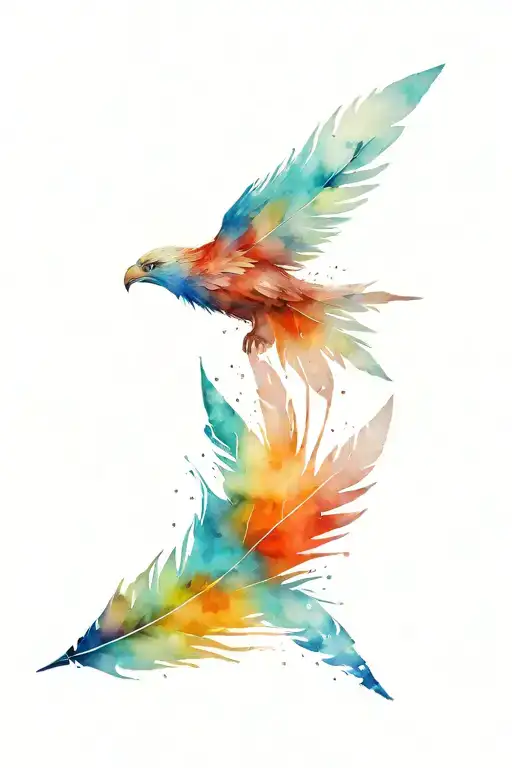 an arrow looking like a feather with an eagle tattoo design idea