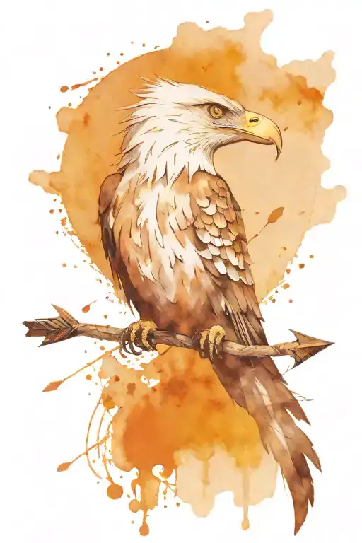 an arrow looking like a feather with an eagle singing tattoo design idea