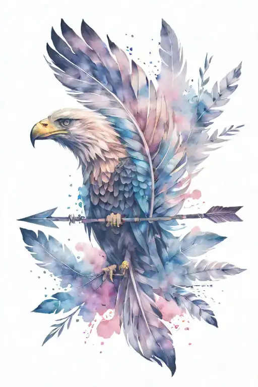 an arrow looking like a feather with an eagle tattoo design idea