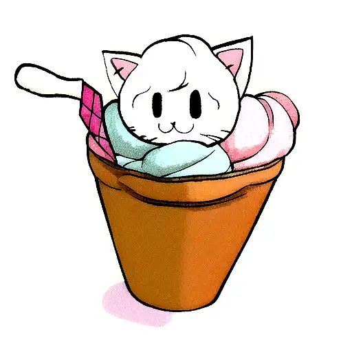 ice cream cat tattoo design idea