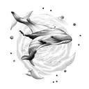 whales in space tattoo design idea