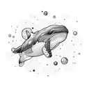 whales in space tattoo design idea