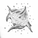 whales in space tattoo design idea