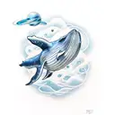 whale in space tattoo design idea