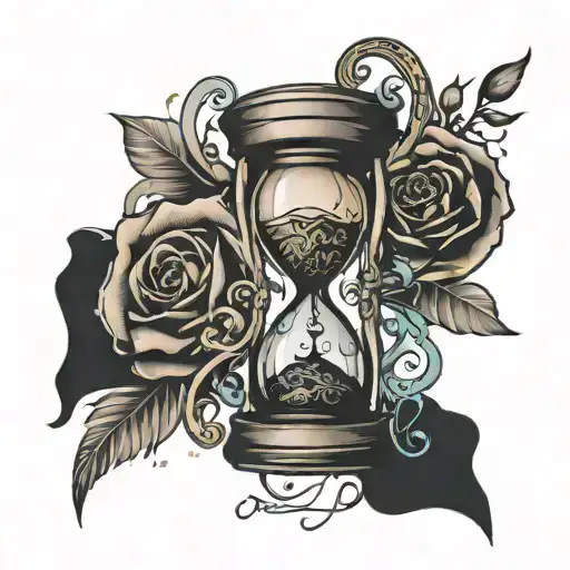 A broken or shattered hourglass with the words woven into the design, representing turning difficult times into somet tattoo design idea